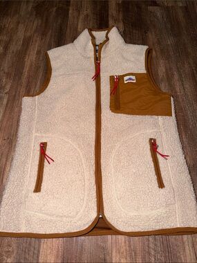Penfield Vest Fleece Sherpa Tan Pockets Small